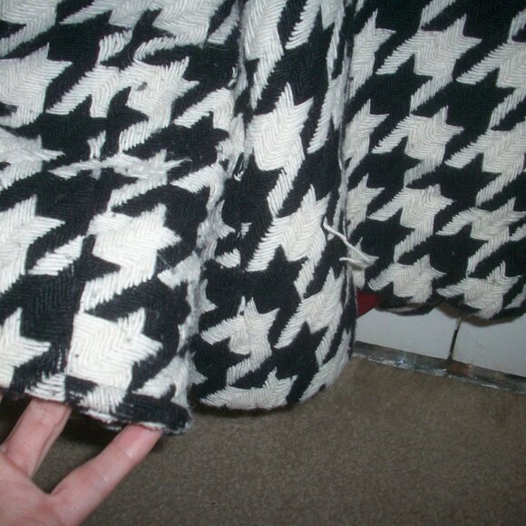 Express Tweed Wool Blend Medium, Black  White Pea Coat Preppy Academia Lined - Picture 10 of 16